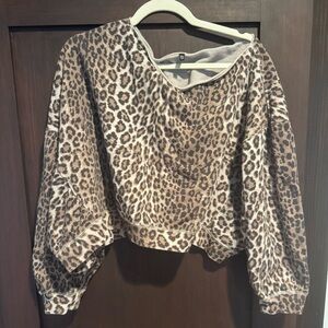 R13 Leopard Print “off shoulder patti sweats”
